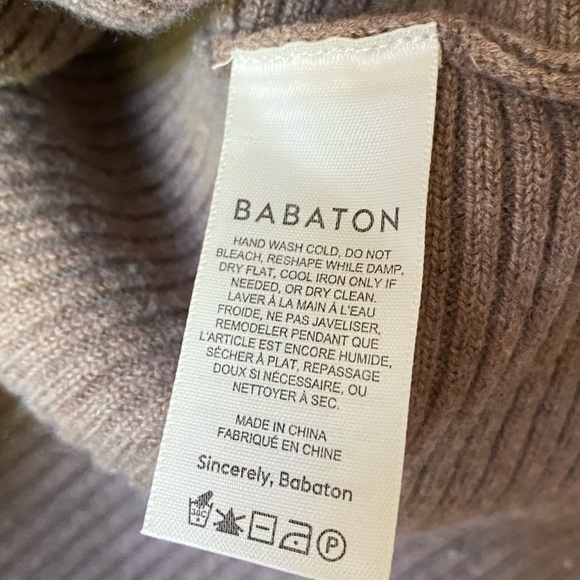 Aritzia babaton dumont ribbed turtleneck wool sweater tan - Picture 8 of 8